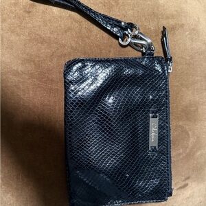Cole Haan Chic Black Wristlet with Silver Accents